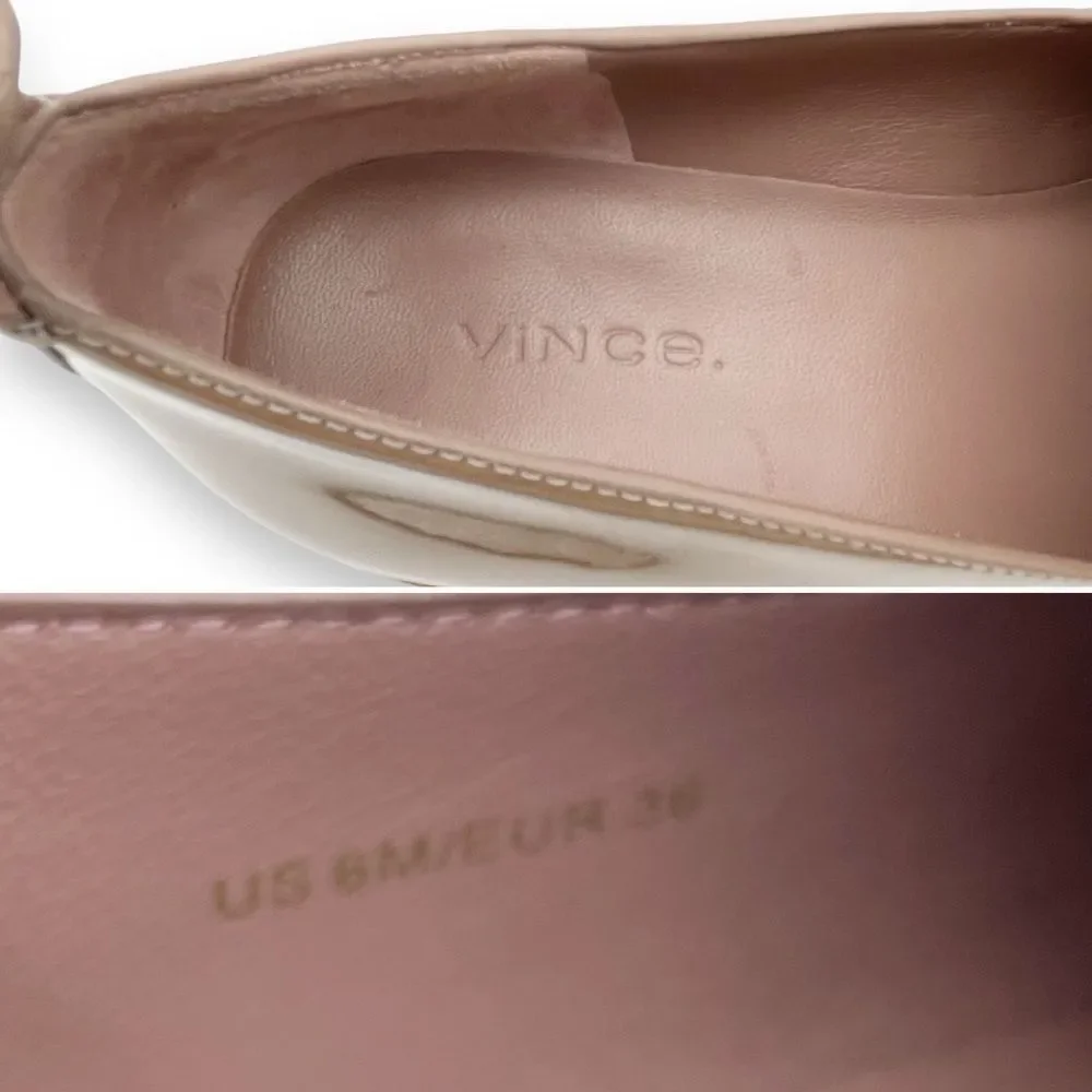Vince Sanders Patent Leather Platform Slip On Sneakers Taupe Antique Rose Size 6